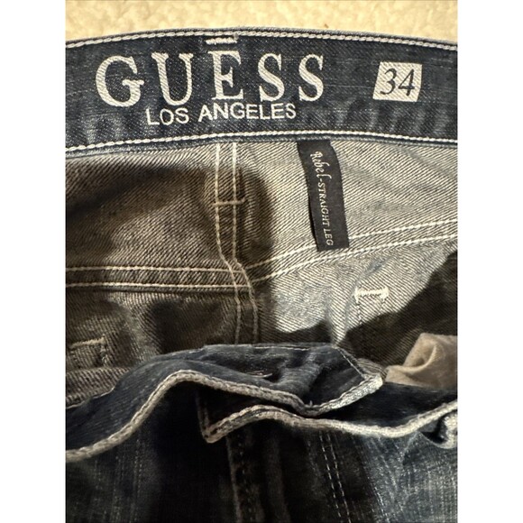 Guess Jeans Rebel Straight Leg Mens Sz 34x30 Blue Cotton Denim - Picture 3 of 11
